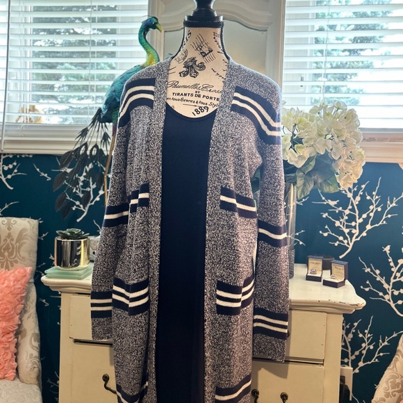 BEAUTIFUL, aerie , long blue and white cardigan, size S - Picture 7 of 13